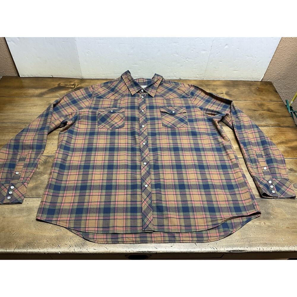 Tecovas Pearl Snap Western Shirt Mens 2XL Plaid Long Sleeve Button Up Flannel